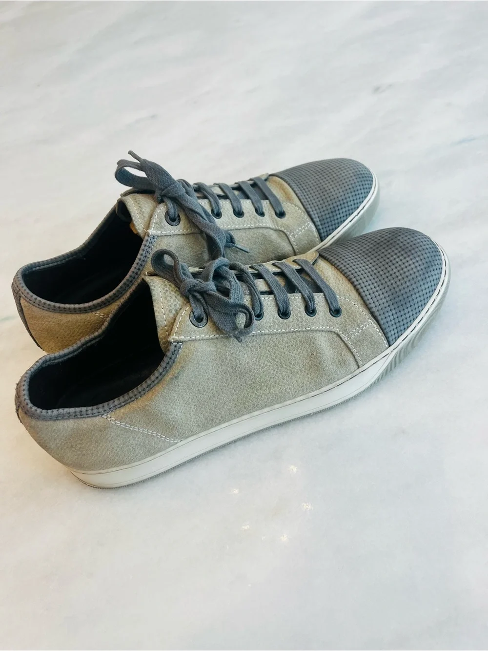 Lanvin DBB1 Men's Low-Top Suede Sneakers Taupe Gray size 11